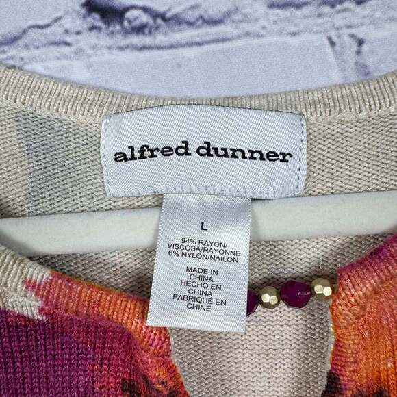 Alfred Dunner Size L Wine Country Watercolor Floral Top - Picture 5 of 7